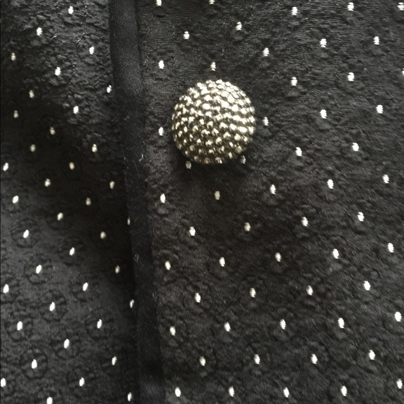 Black polka dot cotton blend lined blazer w/ribbon - Picture 5 of 10